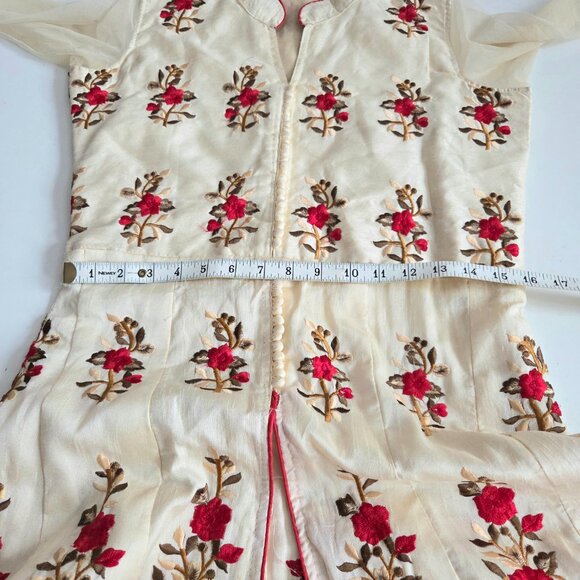 Anarkali suit with red floral embroidery. East Indian outfit. - Picture 8 of 8